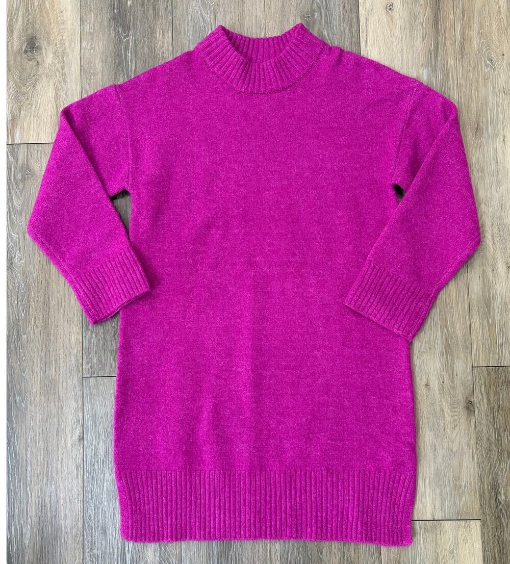 Zara Girls Sweater Dress Size 9/10 Pink Mock Neck Knit Long Sleeve